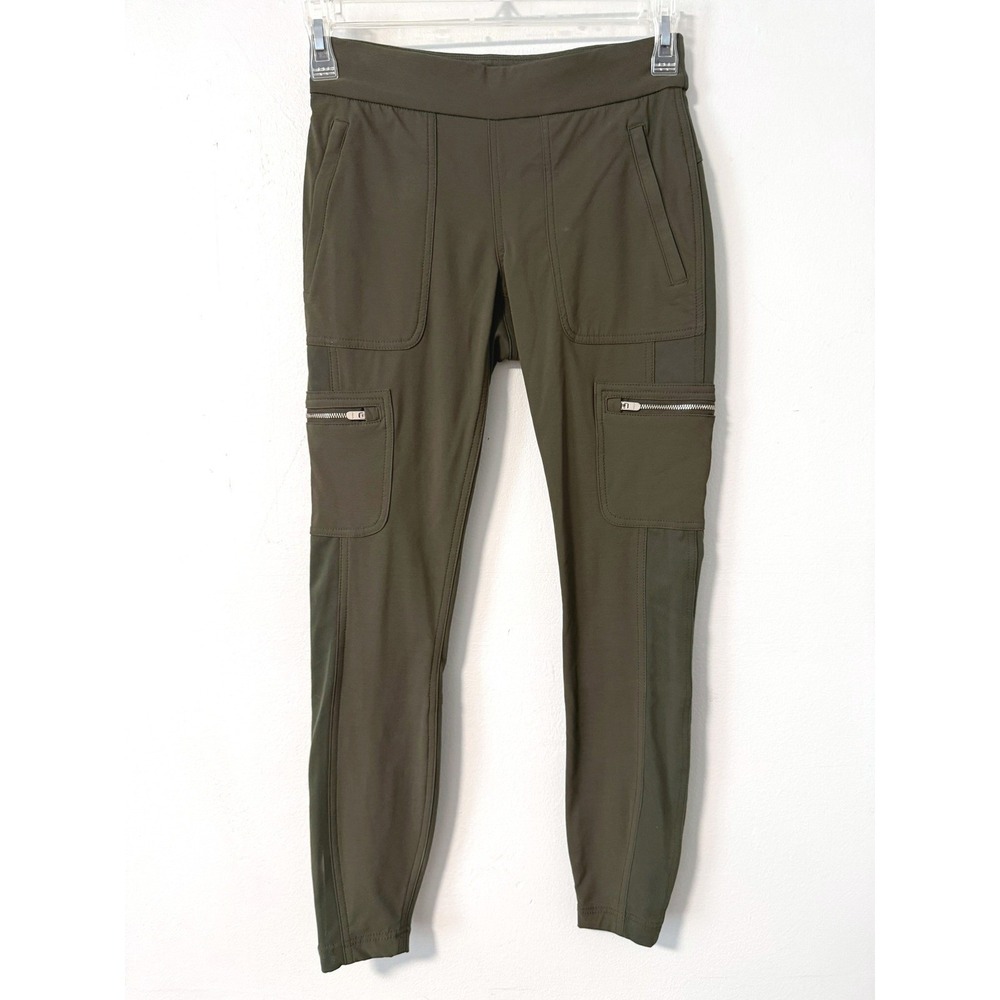 Athleta‎ Headlands Hybrid Cargo Tights Olive Green Hiking Pants High Rise 4 x 28